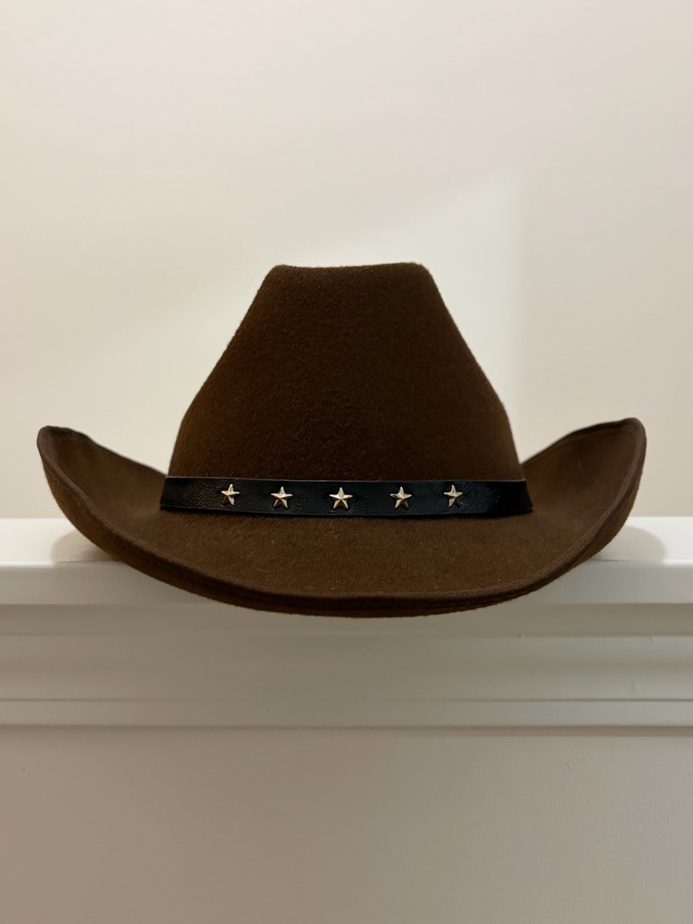 Women’s Brown Cowboy Hat with Star Stud Band